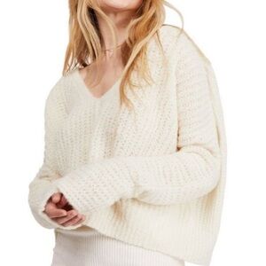 NWT Free people ivory v-neck moonbeam sweater